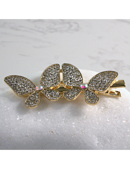 Spinka do włosów 2 ZŁOTE MOTYLE Z KRYSZTAŁKAMI Lolita Accessories