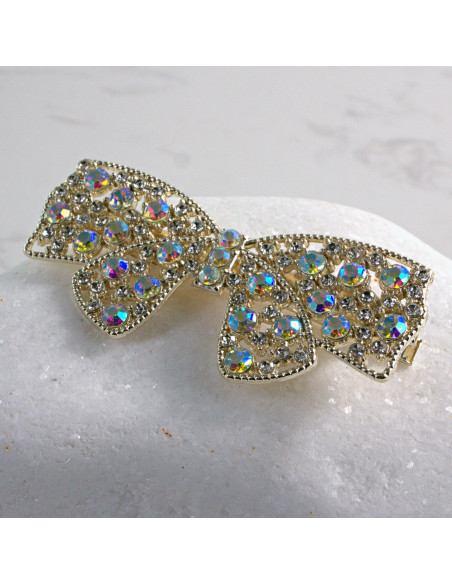 Spinka do włosów ZŁOTA KOKARDA Z KRYSZTAŁKAMI AB Lolita Accessories