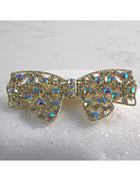 Spinka do włosów ZŁOTA KOKARDA Z KRYSZTAŁKAMI AB Lolita Accessories