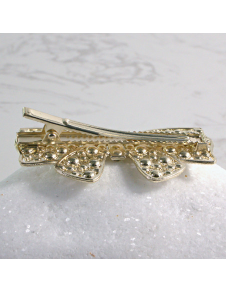 Spinka do włosów ZŁOTA KOKARDA Z KRYSZTAŁKAMI AB Lolita Accessories