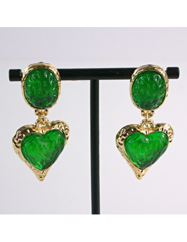 Kolczyki eleganckie zielone Serce Lolita...