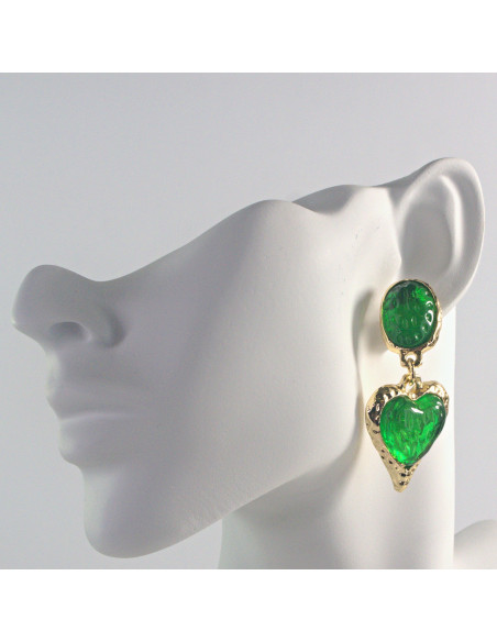 Kolczyki eleganckie zielone Serce Lolita Accessories