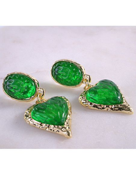Kolczyki eleganckie zielone Serce Lolita Accessories