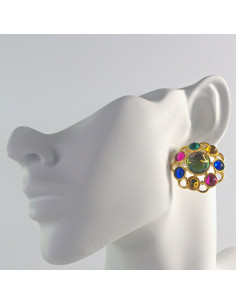 Kolczyki eleganckie Lolita Accessories zielony, złoty,...