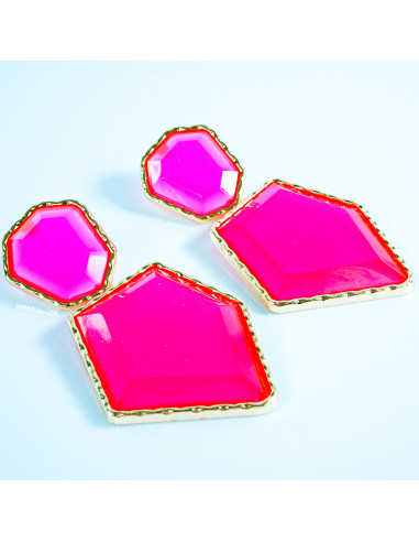 Kolczyki długie różowe fluo Lolita Accessories