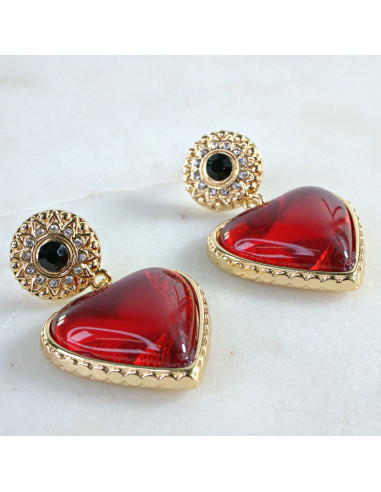 Kolczyki Czerwone Serce Dolce Bal impreza...