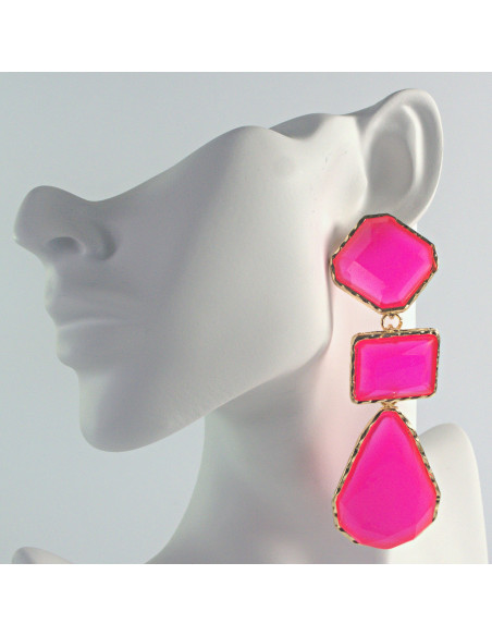 Kolczyki długie różowe fluo Lolita Accessories