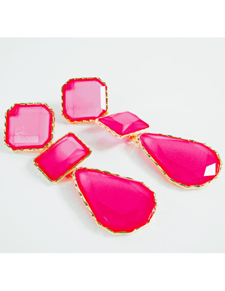 Kolczyki długie różowe fluo Lolita Accessories