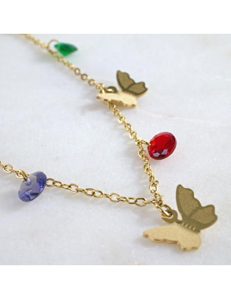 Naszyjnik Celebrytka stal chirurgiczna Lolita Accessories złoty Boho MOTYLE