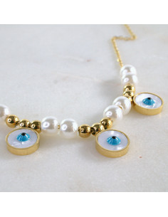 Naszyjnik PEREŁKI Oko Proroka ze stali chirurgicznej...