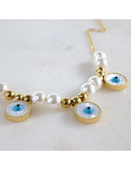 Naszyjnik PEREŁKI Oko Proroka ze stali chirurgicznej Lolita Accessories