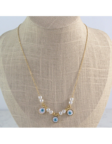 Naszyjnik PEREŁKI Oko Proroka ze stali...