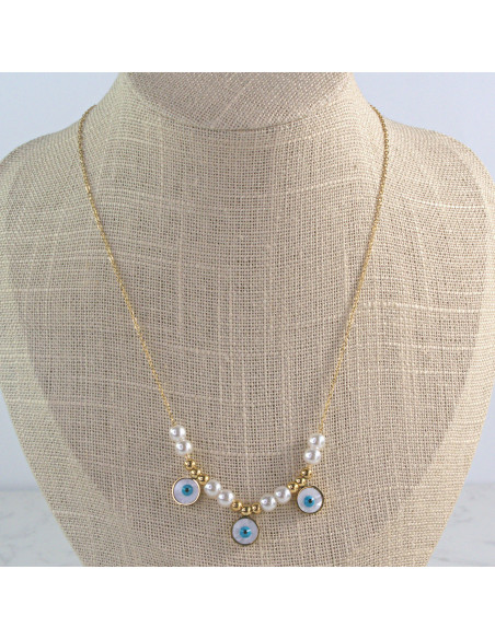 Naszyjnik PEREŁKI Oko Proroka ze stali chirurgicznej Lolita Accessories