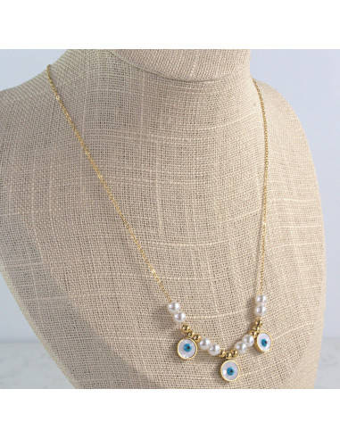 Naszyjnik PEREŁKI Oko Proroka ze stali...