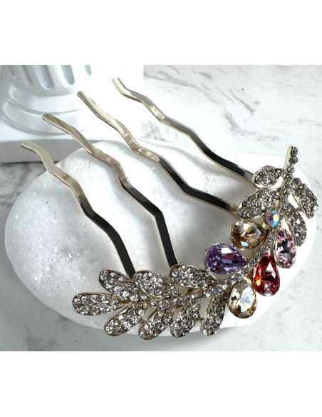 GRZEBIEŃ wsuwany do włosów wtykowy ozdobny KŁOS Lolita Akcesoria CRYSTAL