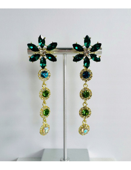 Kolczyki WIECZOROWE ZIELONE KWIATKI Lolita Accessories srebrny sztyft 925