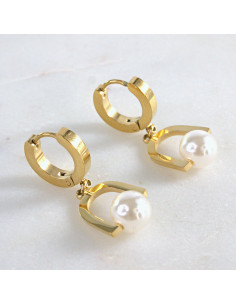 Kolczyki ze stali chirurgicznej ZŁOTE z PEREŁKAMI  Lolita...