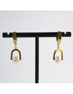 Kolczyki ze stali chirurgicznej ZŁOTE z PEREŁKAMI  Lolita... 2