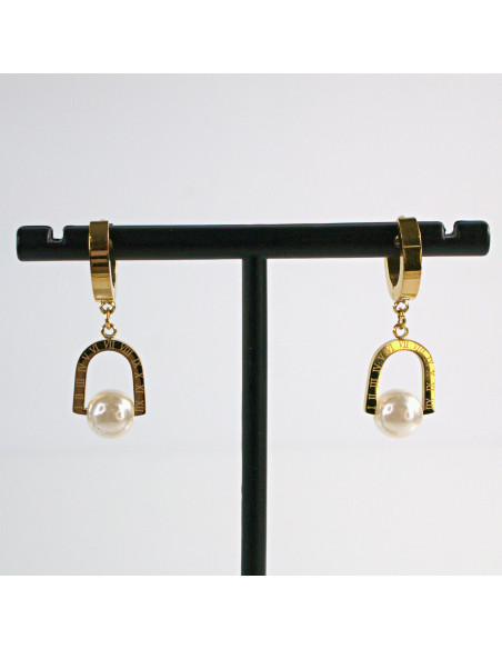 Kolczyki ze stali chirurgicznej ZŁOTE z PEREŁKAMI  Lolita Akcesoria