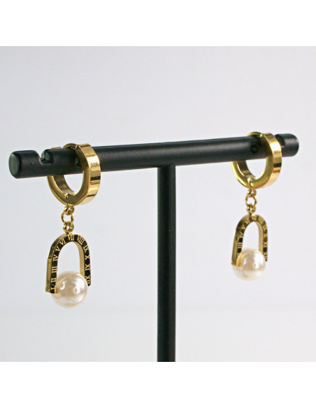 Kolczyki ze stali chirurgicznej ZŁOTE z PEREŁKAMI  Lolita Akcesoria