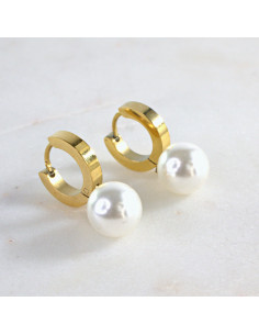 Kolczyki ze stali chirurgicznej ZŁOTE z PEREŁKAMI  Lolita...