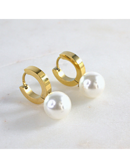 Kolczyki ze stali chirurgicznej ZŁOTE z PEREŁKAMI  Lolita Akcesoria