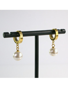 Kolczyki ze stali chirurgicznej ZŁOTE z PEREŁKAMI  Lolita... 2