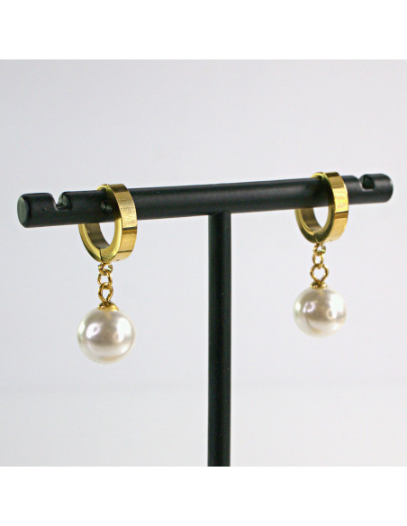 Kolczyki ze stali chirurgicznej ZŁOTE z PEREŁKAMI  Lolita Akcesoria