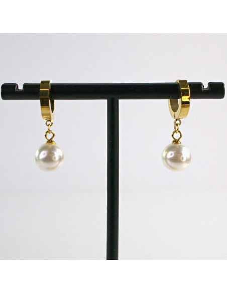 Kolczyki ze stali chirurgicznej ZŁOTE z PEREŁKAMI  Lolita Akcesoria