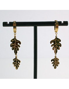 Kolczyki ze stali chirurgicznej ZŁOTE  LISTKI Lolita... 2