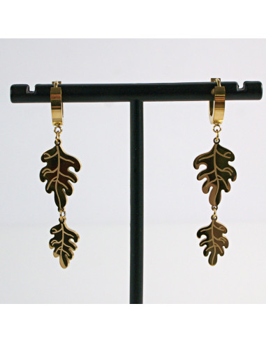 Kolczyki ze stali chirurgicznej ZŁOTE  LISTKI...