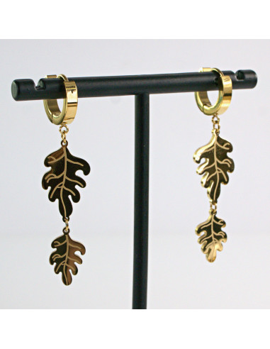 Kolczyki ze stali chirurgicznej ZŁOTE  LISTKI...