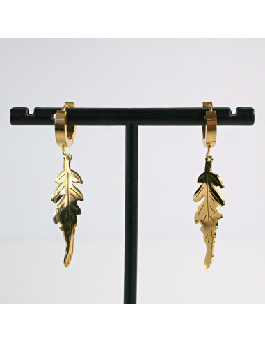 Kolczyki ze stali chirurgicznej ZŁOTE  LISTKI...