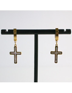 Kolczyki ze stali chirurgicznej ZŁOTE  KRZYŻE  Lolita... 2