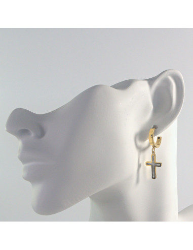 Kolczyki ze stali chirurgicznej ZŁOTE  KRZYŻE...