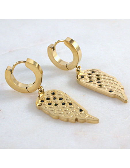 Kolczyki ze stali chirurgicznej ZŁOTE  SKRZYDŁA  Lolita Akcesoria