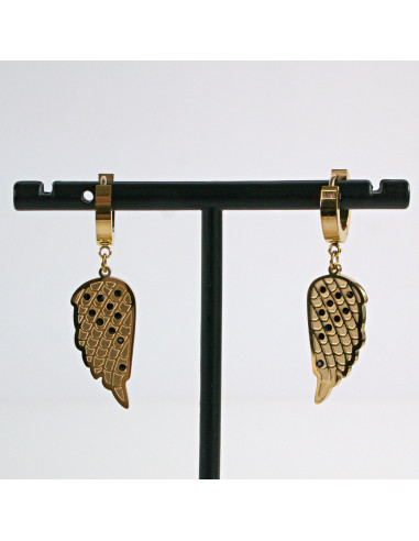 Kolczyki ze stali chirurgicznej ZŁOTE  SKRZYDŁA...