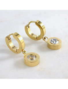 Kolczyki ze stali chirurgicznej ZŁOTE  z CYRKONIAMI...