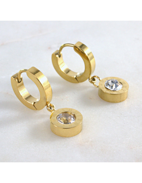 Kolczyki ze stali chirurgicznej ZŁOTE  z CYRKONIAMI Lolita Akcesoria