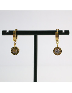 Kolczyki ze stali chirurgicznej ZŁOTE  z CYRKONIAMI... 2