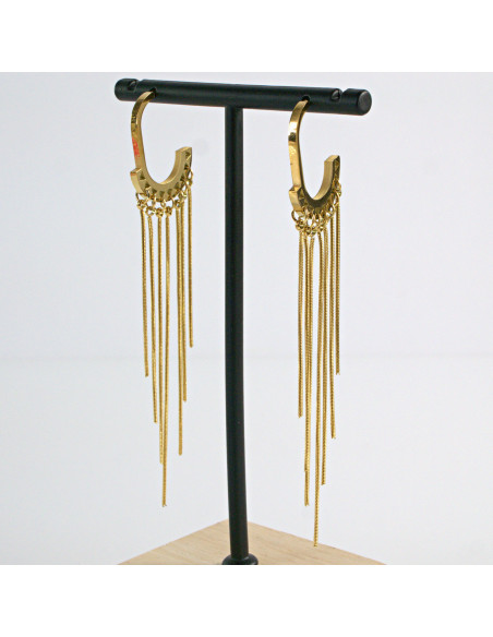 Kolczyki ze stali chirurgicznej ZŁOTE WISZĄCE ŁAŃCUSZKI Lolita Akcesoria