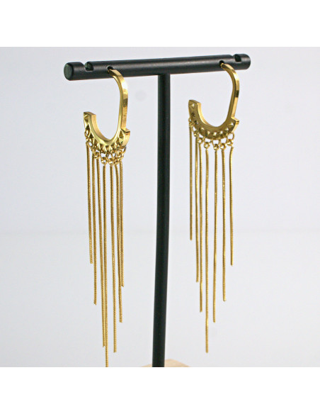 Kolczyki ze stali chirurgicznej ZŁOTE WISZĄCE ŁAŃCUSZKI Lolita Akcesoria