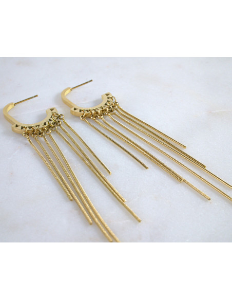 Kolczyki ze stali chirurgicznej ZŁOTE WISZĄCE ŁAŃCUSZKI Lolita Akcesoria