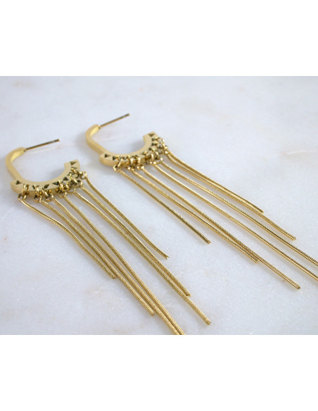 Kolczyki ze stali chirurgicznej ZŁOTE WISZĄCE ŁAŃCUSZKI Lolita Akcesoria