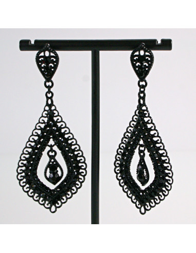 Kolczyki CZARNE WIECZOROWE ŁEZKI MAXI XL Lolita...