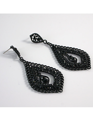 Kolczyki CZARNE WIECZOROWE ŁEZKI MAXI XL Lolita...