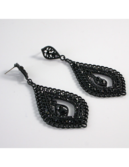 Kolczyki CZARNE WIECZOROWE ŁEZKI MAXI XL Lolita Akcesoria