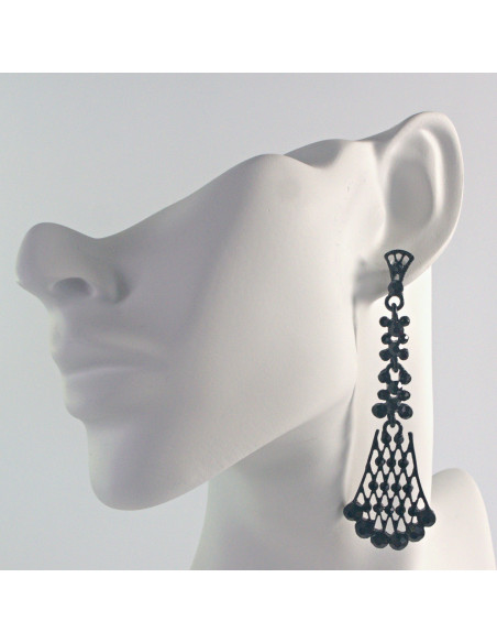 Kolczyki CZARNE WIECZOROWE  MAXI XL Lolita Akcesoria