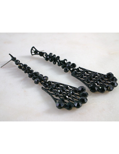 Kolczyki CZARNE WIECZOROWE  MAXI XL Lolita...