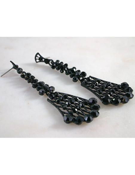 Kolczyki CZARNE WIECZOROWE  MAXI XL Lolita Akcesoria